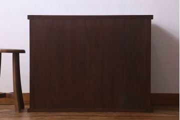 レトロ家具　和製アンティーク　モールガラスのレトロな収納棚(戸棚、食器棚)