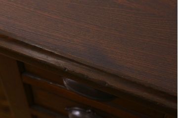 アンティーク家具　和製アンティーク　総ケヤキ材　大正ロマン香る両面両袖机(ワークデスク、在宅ワーク、在宅用)