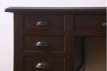 アンティーク家具　和製アンティーク　総ケヤキ材　大正ロマン香る両面両袖机(ワークデスク、在宅ワーク、在宅用)