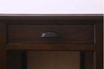 アンティーク家具　和製アンティーク　総ケヤキ材　大正ロマン香る両面両袖机(ワークデスク、在宅ワーク、在宅用)