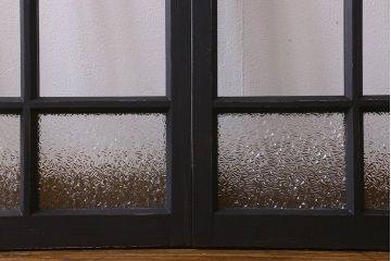 和製アンティーク　モダンな雰囲気漂うガラス戸(引き戸、建具)2枚組