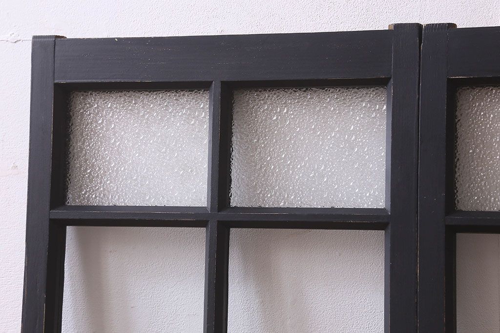 和製アンティーク　モダンな雰囲気漂うガラス戸(引き戸、建具)2枚組