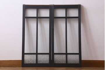 和製アンティーク　モダンな雰囲気漂うガラス戸(引き戸、建具)2枚組