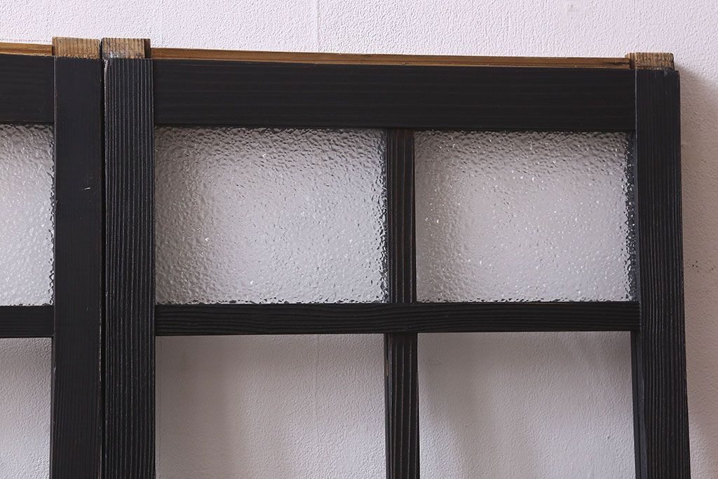 和製アンティーク　モダンな雰囲気漂うガラス戸(引き戸、建具)2枚組