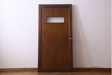 昭和レトロ　銀モールガラス入り　懐かしい雰囲気漂う木製ドア(扉)