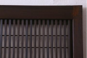 和製アンティーク　腰板ケヤキ材　モダン 裏障子付きの帯格子戸(引き戸、建具)2枚組