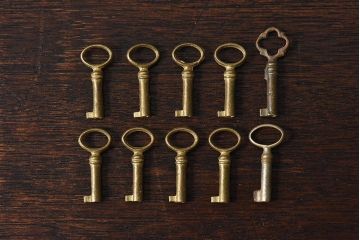 アンティーク雑貨　イギリスアンティーク　シャビーな雰囲気が魅力的なキー(鍵、カギ)10本セット(3)