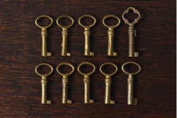 アンティーク雑貨　イギリスアンティーク　シャビーな雰囲気が魅力的なキー(鍵、カギ)10本セット(3)
