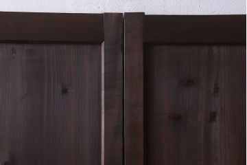 和製アンティーク　モダンな雰囲気漂うガラス入り格子帯戸(ガラス帯戸、板戸、格子戸)3枚組