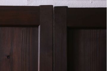 和製アンティーク　モダンな雰囲気漂うガラス入り格子帯戸(ガラス帯戸、板戸、格子戸)3枚組