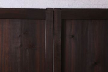 和製アンティーク　モダンな雰囲気漂うガラス入り格子帯戸(ガラス帯戸、板戸、格子戸)3枚組