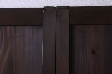 和製アンティーク　モダンな雰囲気漂うガラス入り格子帯戸(ガラス帯戸、板戸、格子戸)3枚組