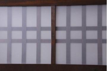 和製アンティーク　モダンな雰囲気漂うガラス入り格子帯戸(ガラス帯戸、板戸、格子戸)3枚組