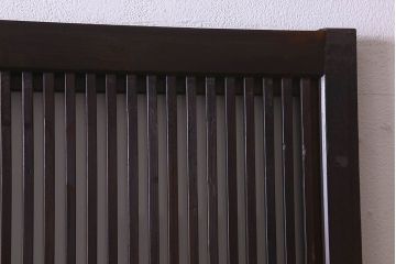 和製アンティーク　腰板ケヤキ材　深みのある色合いのガラス入り格子戸(引き戸、ガラス帯戸)2枚セット
