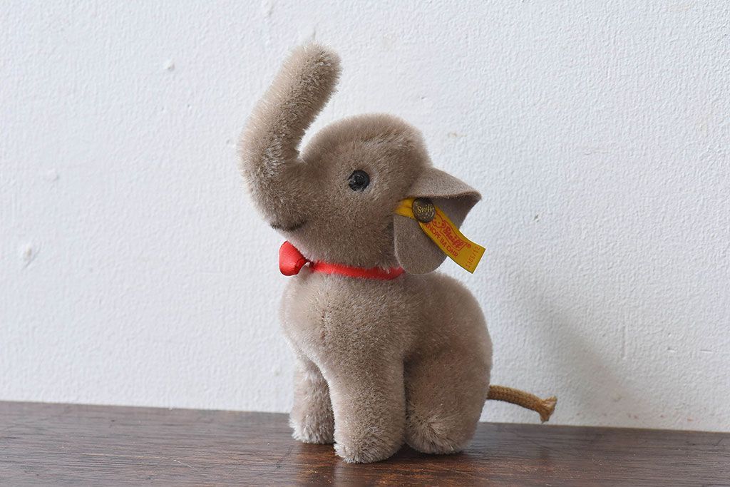 【シュタイフ】レアなアンティークの象のぬいぐるみ アンティーク シュタイフ ゾウ Steiff Elephant 7cmサイズ