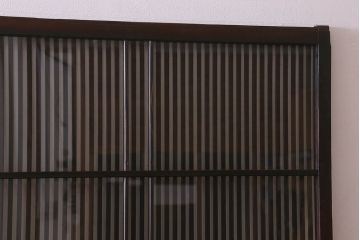 和製アンティーク　細かな格子が美しい　ガラス入り格子戸(引き戸、建具)4枚組