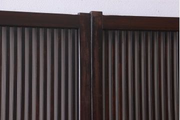 和製アンティーク　細かな格子が美しい　ガラス入り格子戸(引き戸、建具)4枚組