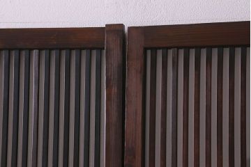 和製アンティーク　細かな格子が美しい　ガラス入り格子戸(引き戸、建具)4枚組