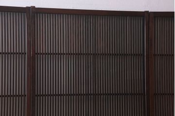 和製アンティーク　細かな格子が美しい　ガラス入り格子戸(引き戸、建具)4枚組