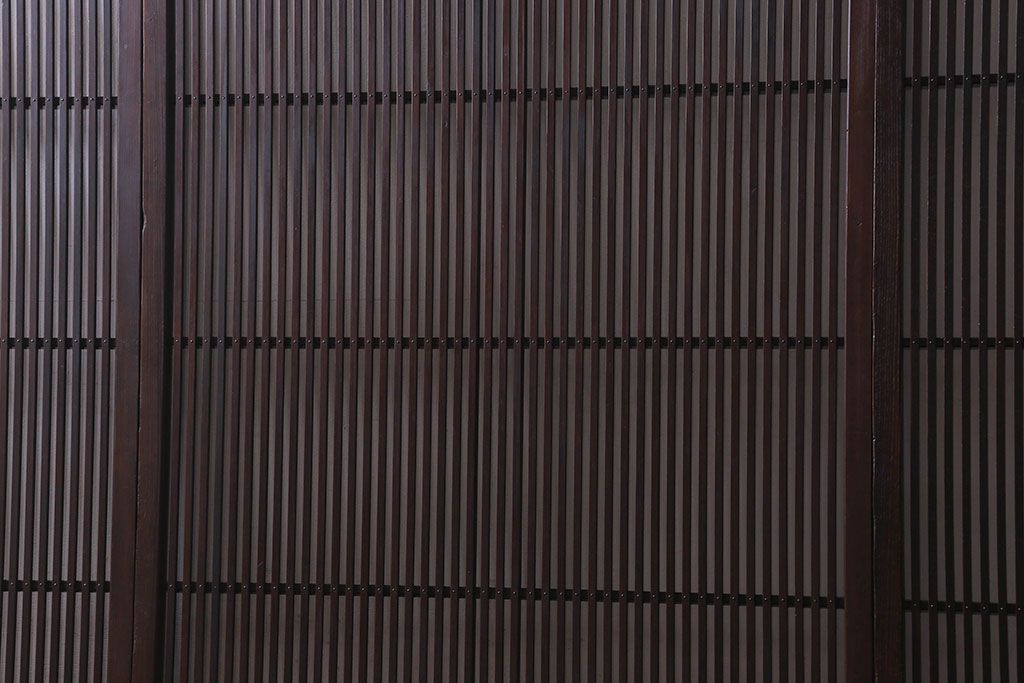 和製アンティーク　細かな格子が美しい　ガラス入り格子戸(引き戸、建具)4枚組