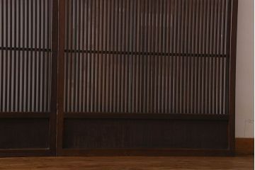 和製アンティーク　細かな格子が美しい　ガラス入り格子戸(引き戸、建具)4枚組