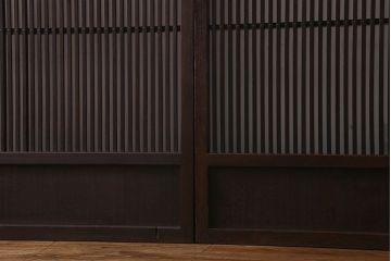 和製アンティーク　細かな格子が美しい　ガラス入り格子戸(引き戸、建具)4枚組