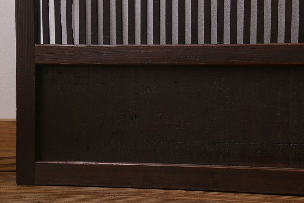 和製アンティーク　細かな格子が美しい　ガラス入り格子戸(引き戸、建具)4枚組