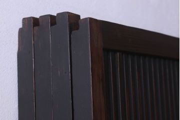 和製アンティーク　細かな格子が美しい　ガラス入り格子戸(引き戸、建具)4枚組