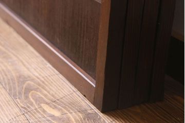 和製アンティーク　細かな格子が美しい　ガラス入り格子戸(引き戸、建具)4枚組