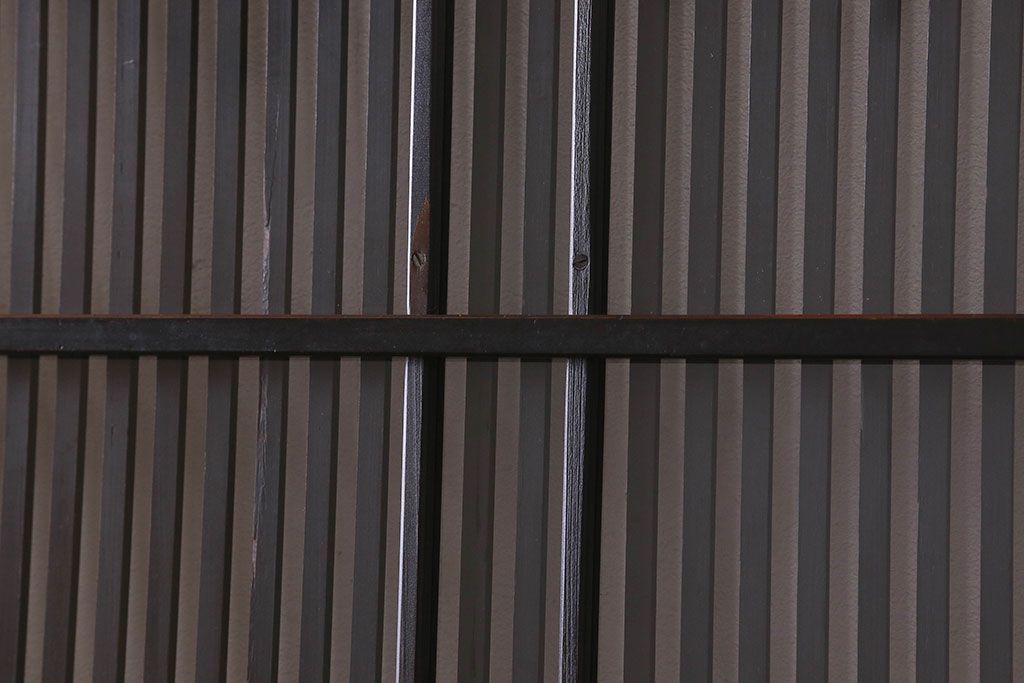 和製アンティーク　細かな格子が美しい　ガラス入り格子戸(引き戸、建具)4枚組