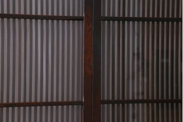 和製アンティーク　細かな格子が美しい　ガラス入り格子戸(引き戸、建具)4枚組