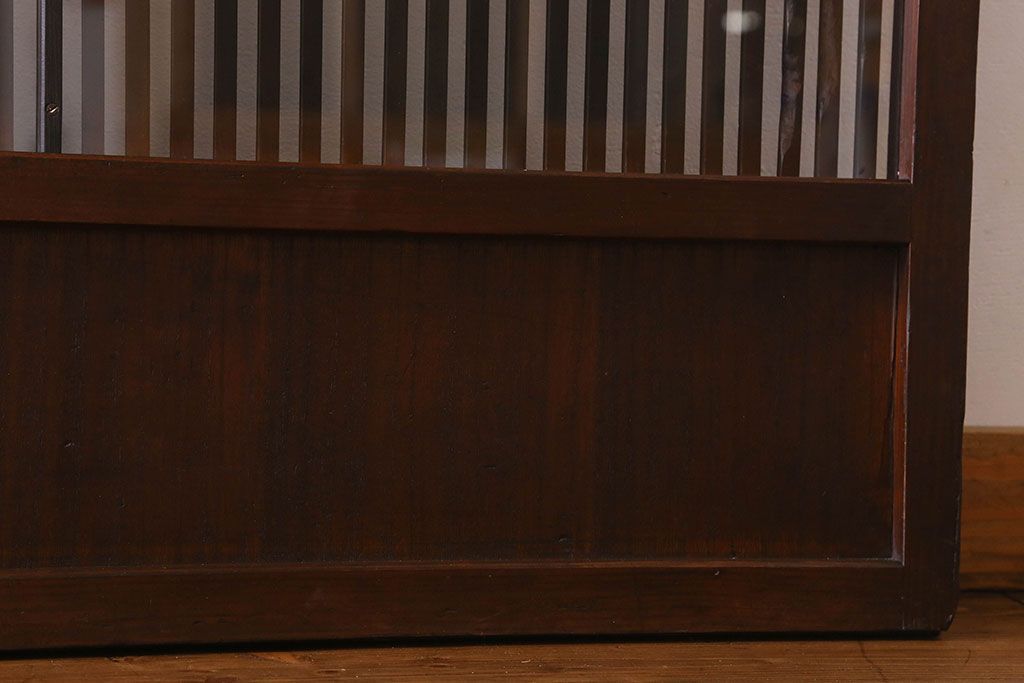 和製アンティーク　細かな格子が美しい　ガラス入り格子戸(引き戸、建具)4枚組