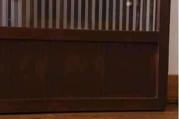和製アンティーク　細かな格子が美しい　ガラス入り格子戸(引き戸、建具)4枚組