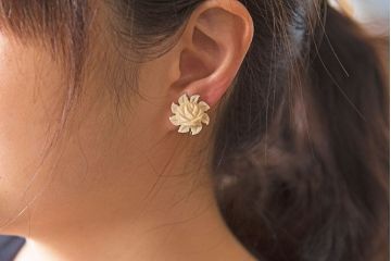 アンティーク雑貨　ビンテージ　バラのレリーフのイヤリング