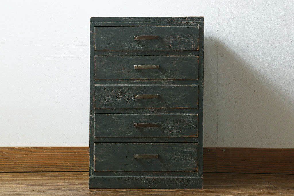 ペイント家具　アンティークペイントの小引き出し(小物収納、小物入れ)