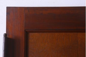 昭和レトロ　チェッカーガラス入り　深みのある色合いが魅力的な木製ドア(扉)