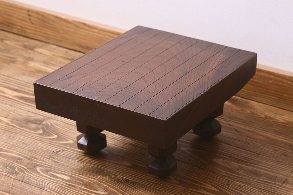 アンティーク雑貨　和製アンティーク　総ケヤキ材　はっきりとした木目が魅力的な将棋盤(花台、飾り台)