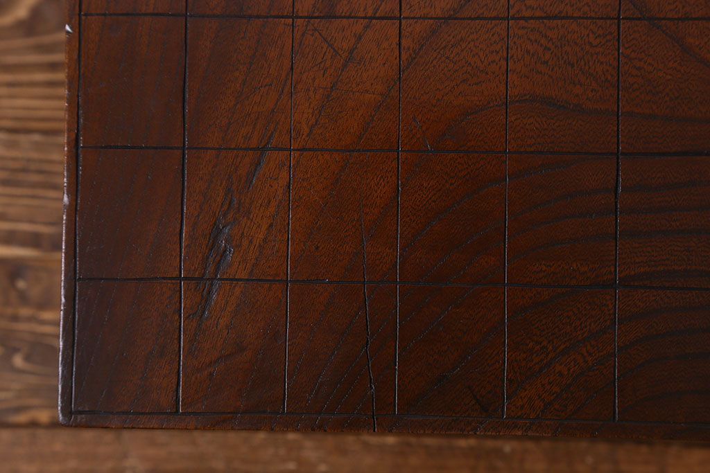 アンティーク雑貨　和製アンティーク　総ケヤキ材　はっきりとした木目が魅力的な将棋盤(花台、飾り台)