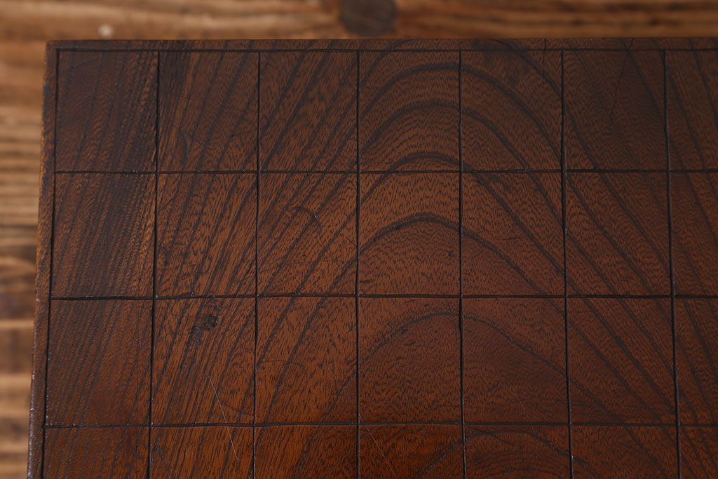 アンティーク雑貨　和製アンティーク　総ケヤキ材　はっきりとした木目が魅力的な将棋盤(花台、飾り台)