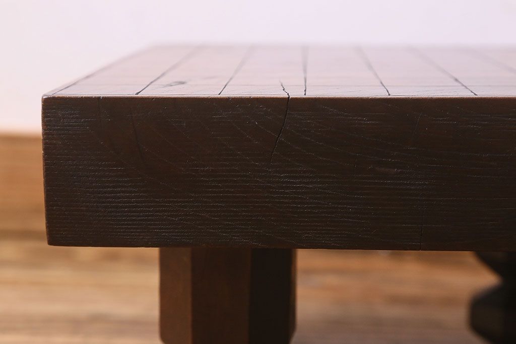 アンティーク雑貨　和製アンティーク　総ケヤキ材　はっきりとした木目が魅力的な将棋盤(花台、飾り台)