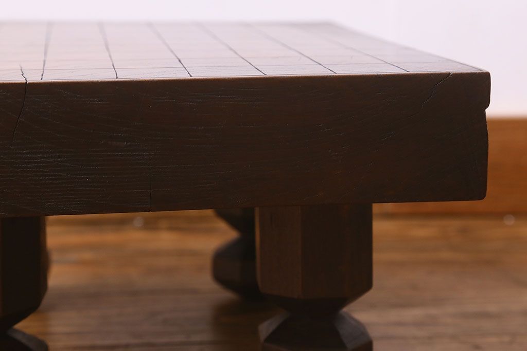 アンティーク雑貨　和製アンティーク　総ケヤキ材　はっきりとした木目が魅力的な将棋盤(花台、飾り台)