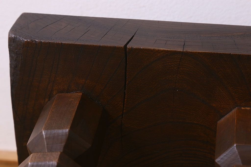 アンティーク雑貨　和製アンティーク　総ケヤキ材　はっきりとした木目が魅力的な将棋盤(花台、飾り台)