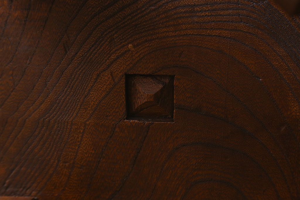 アンティーク雑貨　和製アンティーク　総ケヤキ材　はっきりとした木目が魅力的な将棋盤(花台、飾り台)
