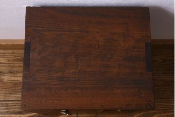 アンティーク雑貨　和製アンティーク　慳貪扉付き　シックな雰囲気漂う小引き出し(小物収納、小物入れ)