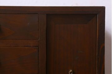 アンティーク雑貨　和製アンティーク　慳貪扉付き　シックな雰囲気漂う小引き出し(小物収納、小物入れ)