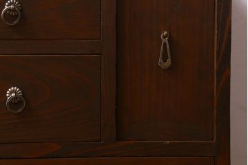 アンティーク雑貨　和製アンティーク　慳貪扉付き　シックな雰囲気漂う小引き出し(小物収納、小物入れ)