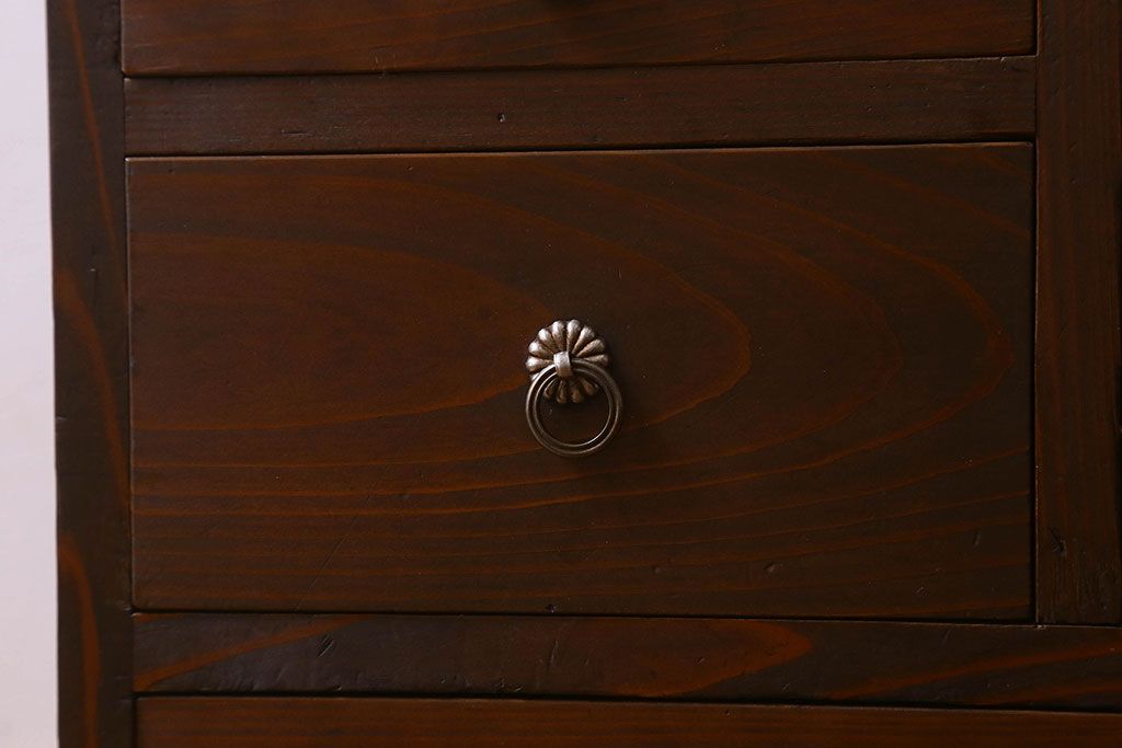 アンティーク雑貨　和製アンティーク　慳貪扉付き　シックな雰囲気漂う小引き出し(小物収納、小物入れ)