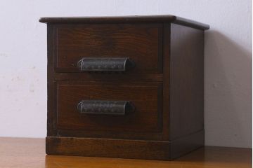 アンティーク雑貨　和製アンティーク　からくり付き小引き出し(卓上収納、小物入れ)