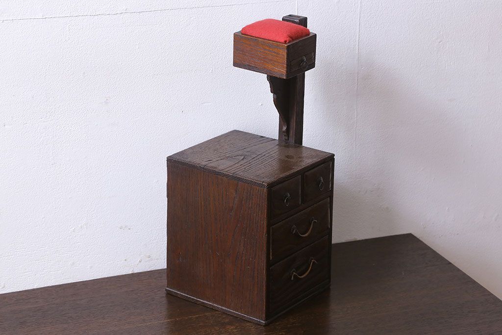 アンティーク雑貨　和製アンティーク　栗材　懐かしい雰囲気漂う古い針箱(小引き出し)