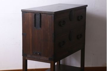 アンティーク家具　和製アンティーク　棚と脚付き!和モダンなチェスト(引き出し、衣装箪笥)